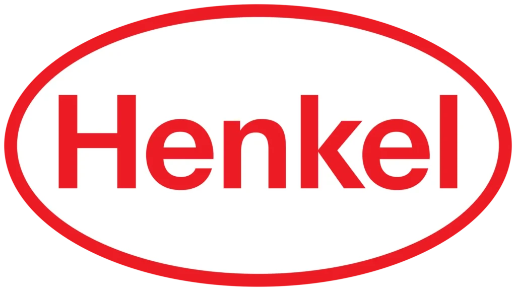 Henkel red oval logo on black background